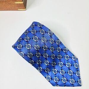Valentino Cravatte Cobalt Blue Geometric Woven Silk Tie